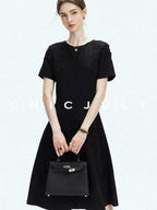 chicjuly Handmade Iris Embroidery Structured Tailoring Women's Acetate Midi Dresses