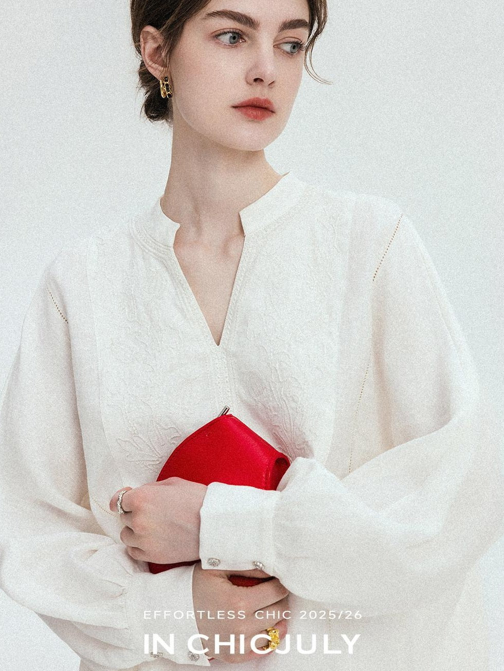 chicjuly Heavy Embroidery 3d Relief Stand Collar Uv Women's Linen Shirts