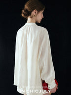 chicjuly Heavy Embroidery 3d Relief Stand Collar Uv Women's Linen Shirts