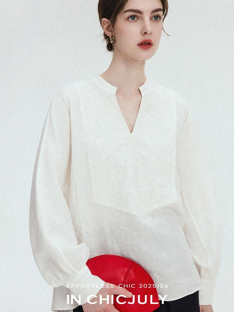 chicjuly Heavy Embroidery 3d Relief Stand Collar Uv Women's Linen Shirts