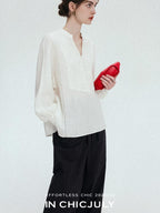 chicjuly Heavy Embroidery 3d Relief Stand Collar Uv Women's Linen Shirts