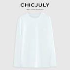 chicjuly Heavy Embroidery Soft Structured Women's Long Staple Cotton Long Sleeve T-shirts 856655354502