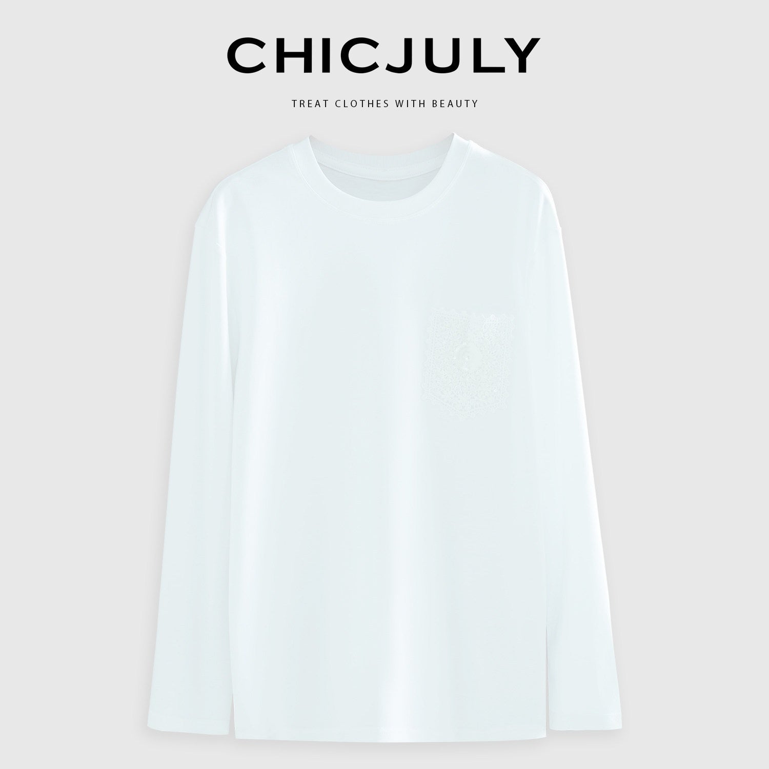 chicjuly Heavy Embroidery Soft Structured Women's Long Staple Cotton Long Sleeve T-shirts 856655354502