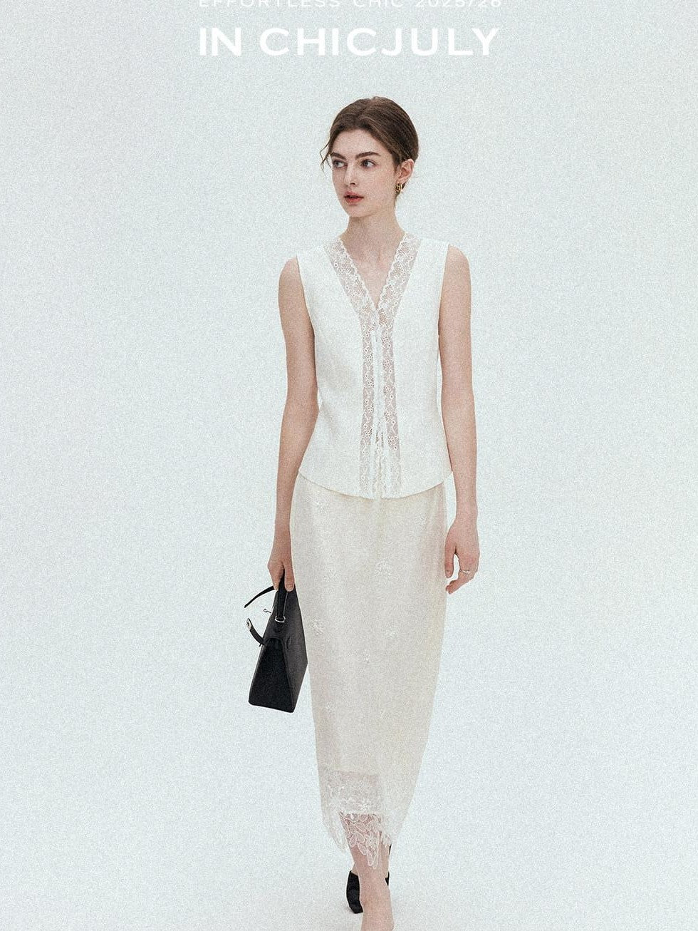 chicjuly Heavy Lace Embroidered Handcrafted Loop Button Women's Linen Tank Tops