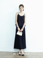 chicjuly Indigo Embroidered V-neck Loose Outerwear Women's Linen Tank Tops
