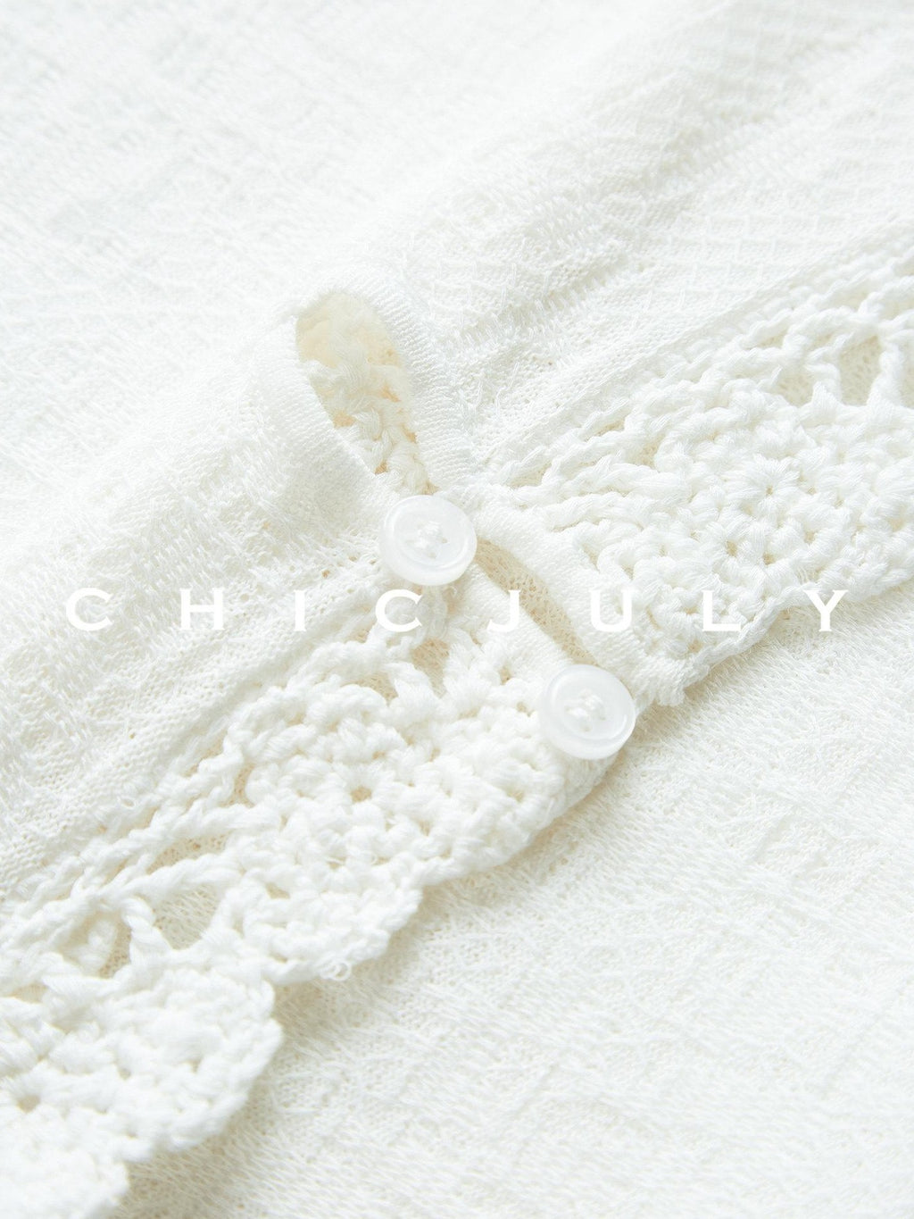 chicjuly Ivory Jacquard Heavyweight Knit Women's Acetate Short Sleeve T-shirts