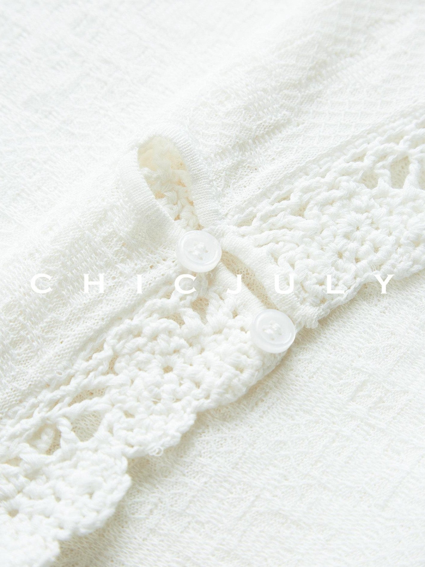 chicjuly Ivory Jacquard Heavyweight Knit Women's Acetate Short Sleeve T-shirts