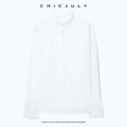 chicjuly Ivory Petal Collar Lace Trim Women's Mulberry Silk Cotton Blouses 1008522304462