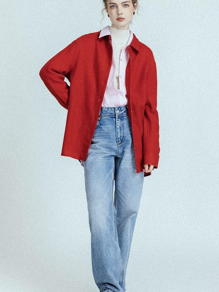 chicjuly Leg Lengthening Slight Wide High Waist Women's Denim Straight Jeans
