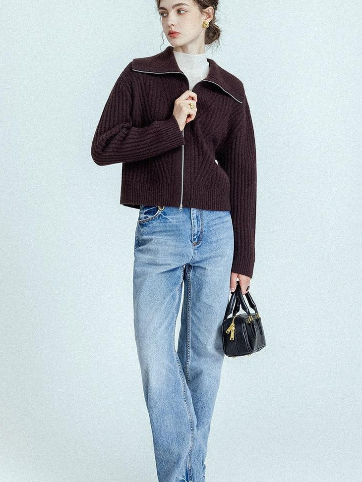 chicjuly Leg Lengthening Slight Wide High Waist Women's Denim Straight Jeans