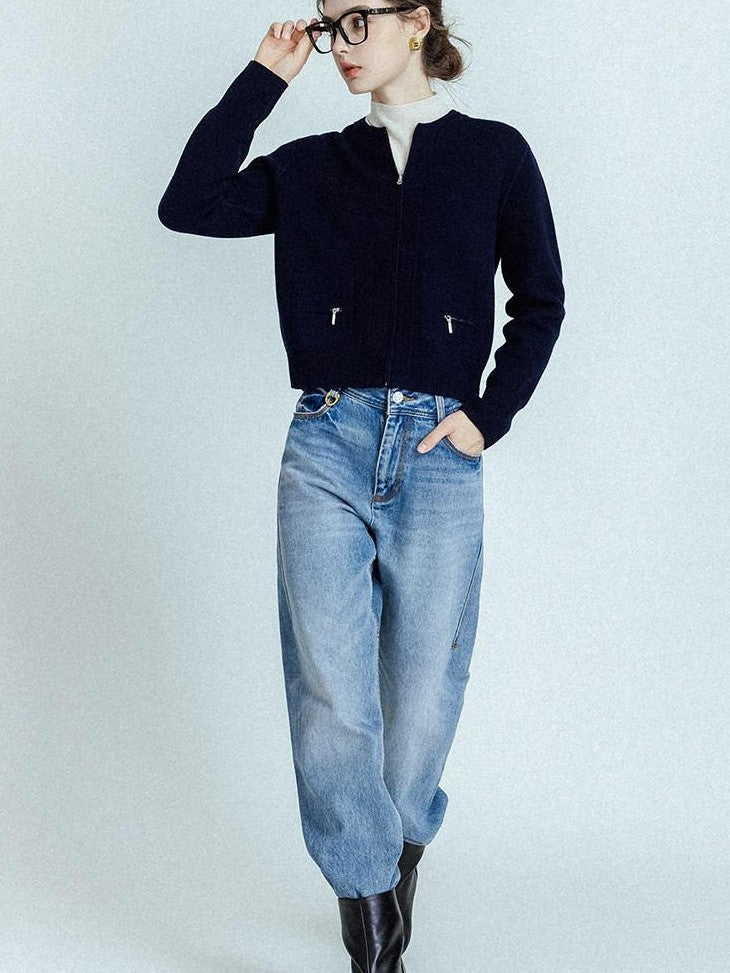 chicjuly Leg Lengthening Slight Wide High Waist Women's Denim Straight Jeans