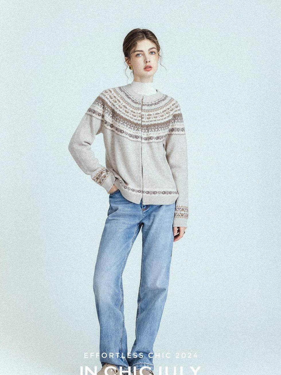 chicjuly Leg Lengthening Slight Wide High Waist Women's Denim Straight Jeans