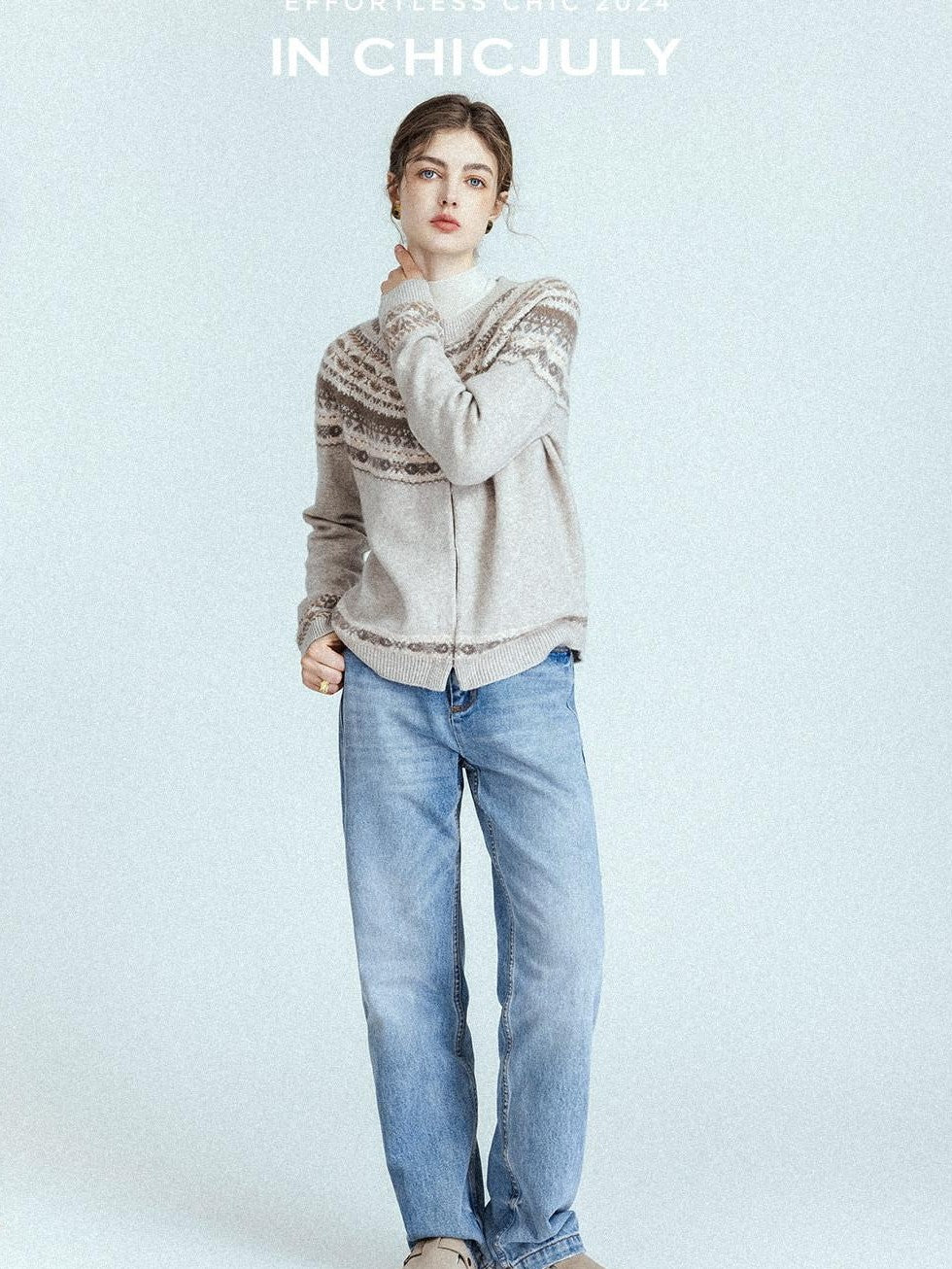 chicjuly Leg Lengthening Slight Wide High Waist Women's Denim Straight Jeans