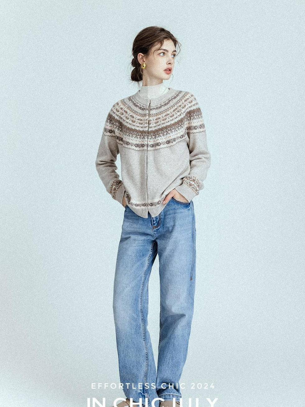 chicjuly Leg Lengthening Slight Wide High Waist Women's Denim Straight Jeans