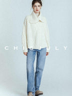 chicjuly Leg Lengthening Slight Wide High Waist Women's Denim Straight Jeans