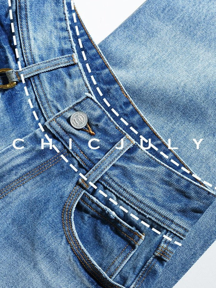 chicjuly Leg Lengthening Slight Wide High Waist Women's Denim Straight Jeans