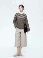 chicjuly Light Khaki High Waist Straight Cropped Vintage Women's Wool Chino Shorts