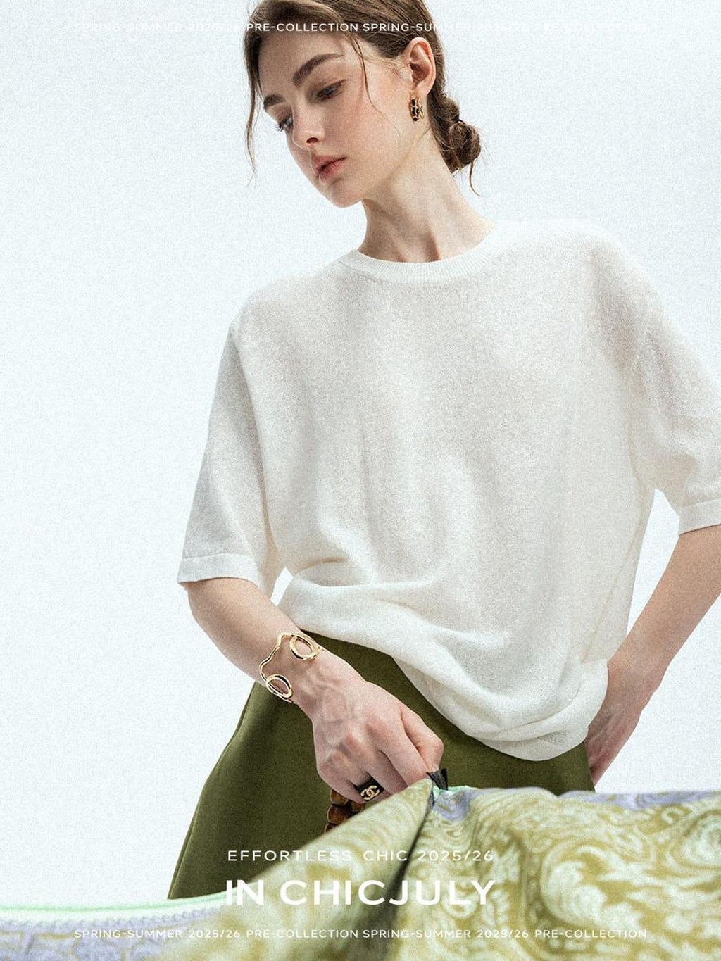 chicjuly Lightweight Breathable Uv Knit Roundneck Women's Linen Short Sleeve T-shirts