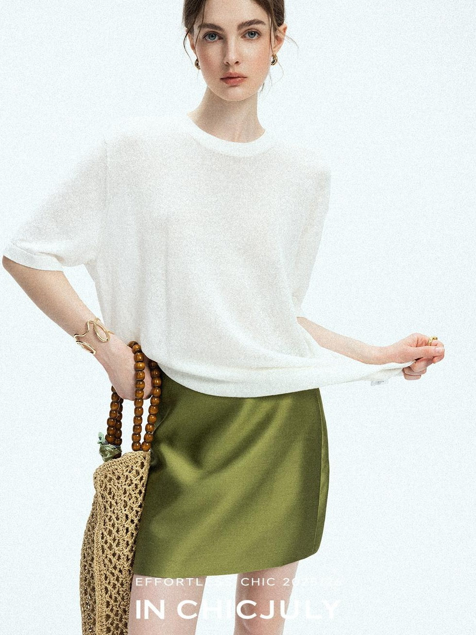 chicjuly Lightweight Breathable Uv Knit Roundneck Women's Linen Short Sleeve T-shirts