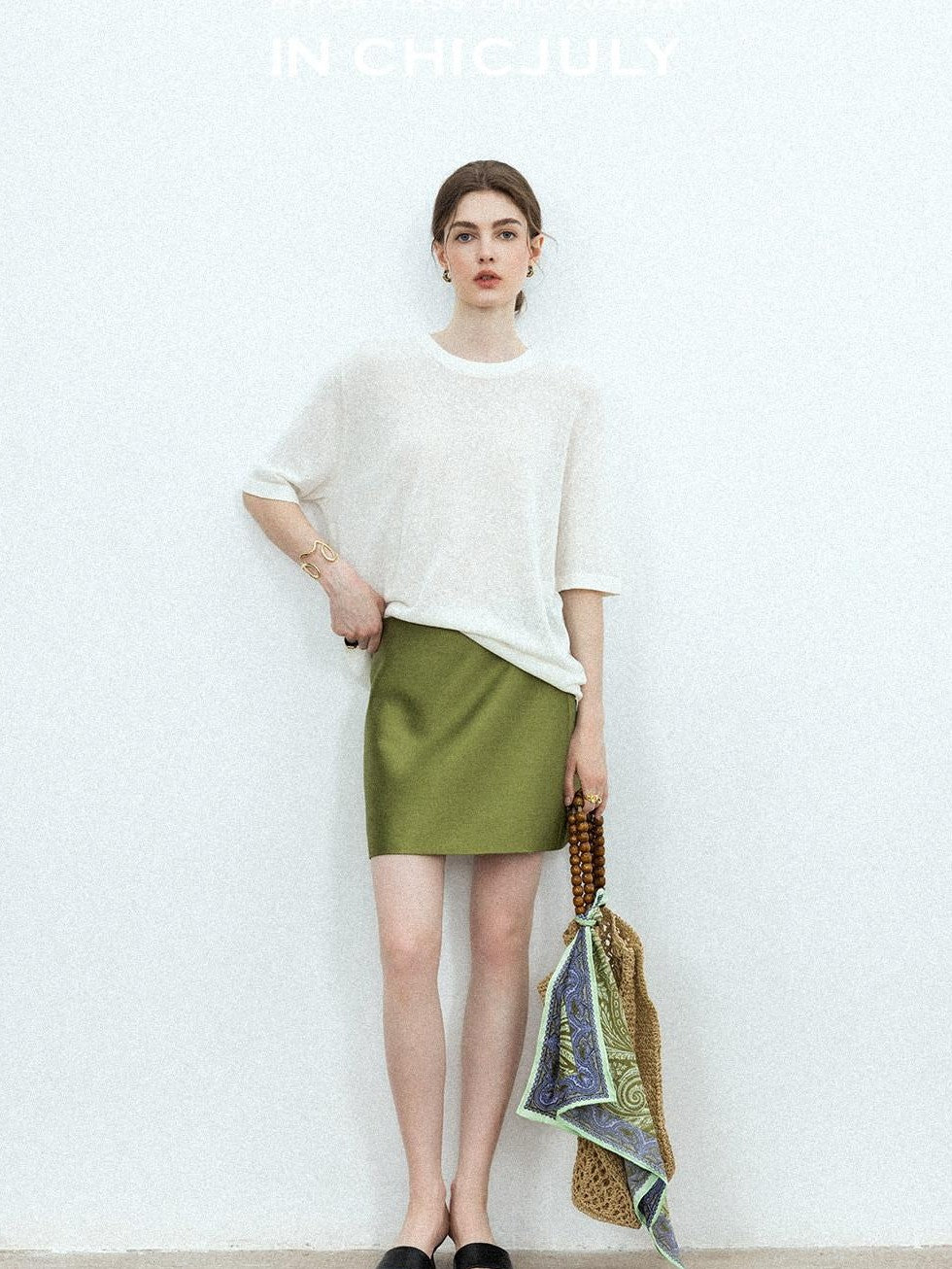chicjuly Lightweight Breathable Uv Knit Roundneck Women's Linen Short Sleeve T-shirts
