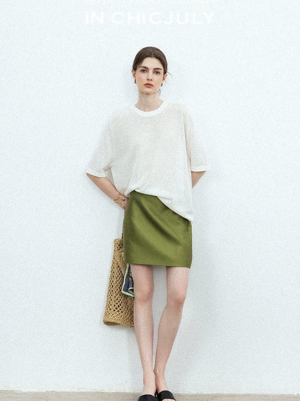 chicjuly Lightweight Breathable Uv Knit Roundneck Women's Linen Short Sleeve T-shirts