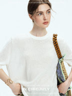 chicjuly Lightweight Breathable Uv Knit Roundneck Women's Linen Short Sleeve T-shirts