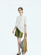 chicjuly Lightweight Breathable Uv Knit Roundneck Women's Linen Short Sleeve T-shirts