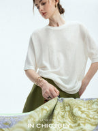 chicjuly Lightweight Breathable Uv Knit Roundneck Women's Linen Short Sleeve T-shirts