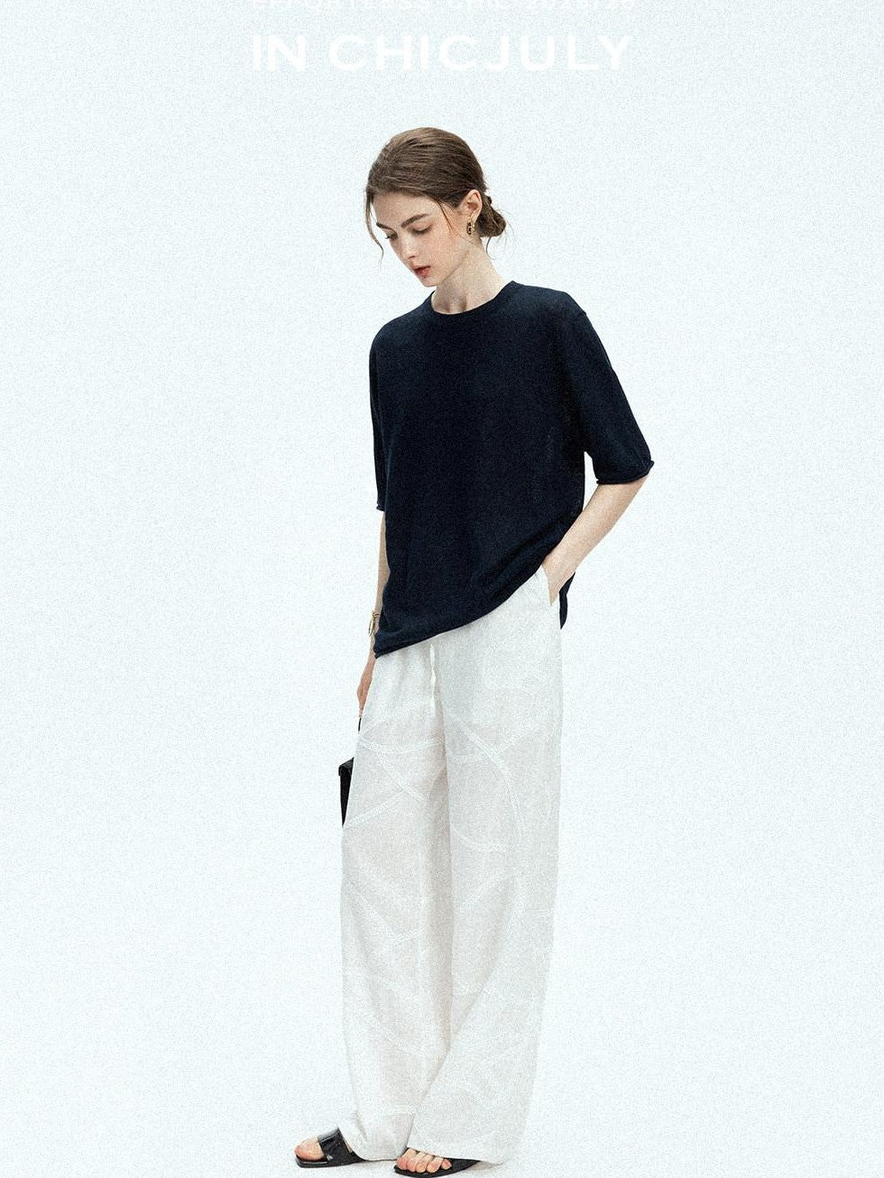 chicjuly Lightweight Breathable Uv Knit Roundneck Women's Linen Short Sleeve T-shirts