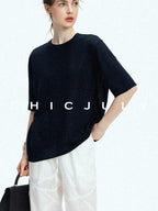 chicjuly Lightweight Breathable Uv Knit Roundneck Women's Linen Short Sleeve T-shirts