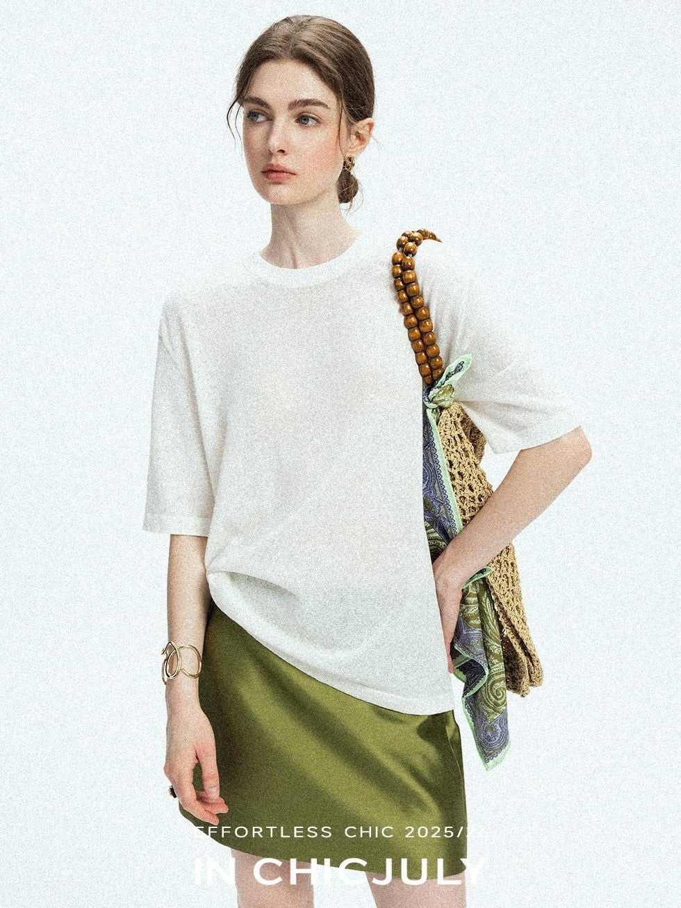 chicjuly Lightweight Breathable Uv Knit Roundneck Women's Linen Short Sleeve T-shirts