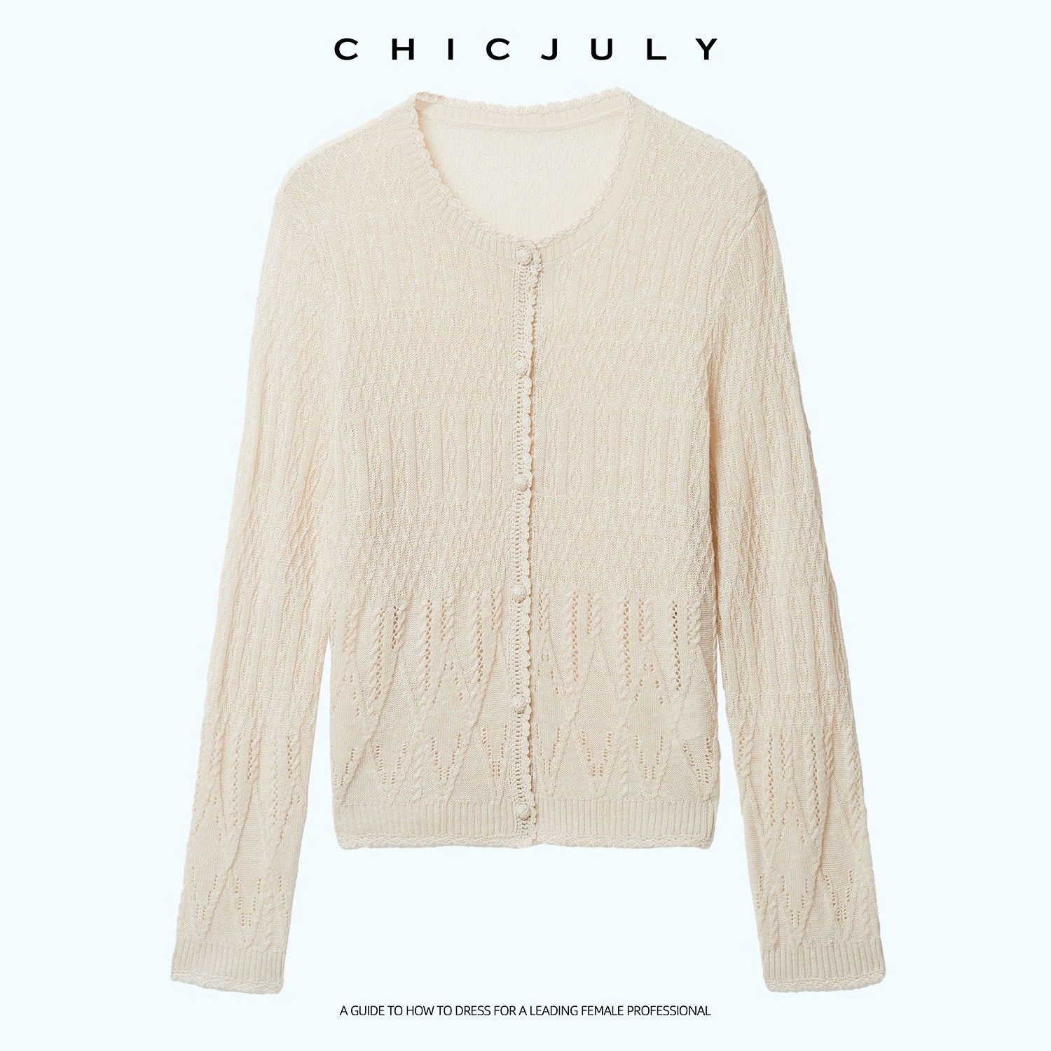 chicjuly Lightweight Floral Openwork Knit Women's Wool Linen Blend Top & Skirt Sets 1031679187414