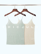 chicjuly Lightweight Floral Openwork Knit Women's Wool Linen Blend Top & Skirt Sets