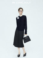 chicjuly Lily Of The Valley Pearl Embellished Striped Women's Superfine Wool Cardigans