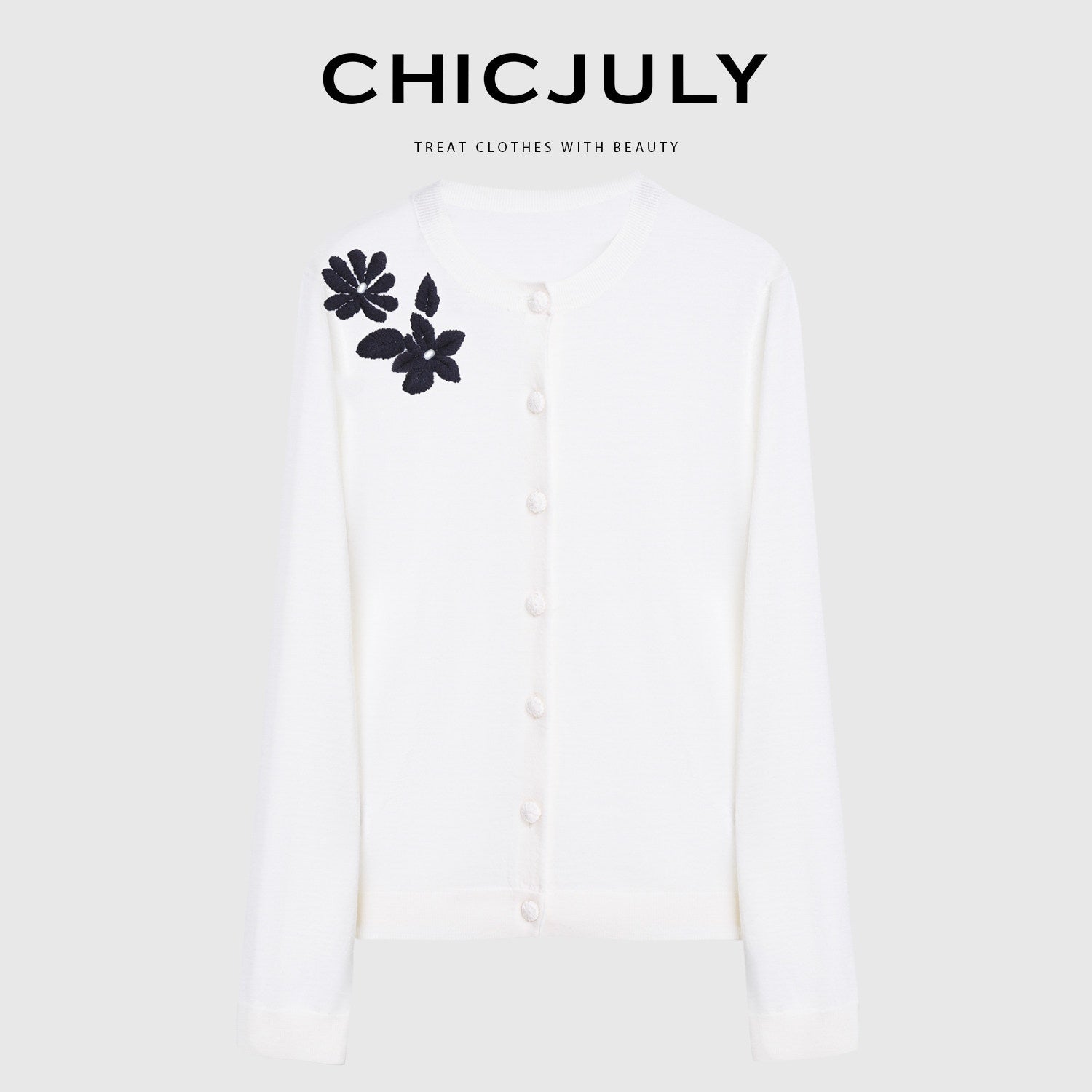 chicjuly Lily Of The Valley Pearl Embroidered Women's Superfine Wool Cardigans 900926511893
