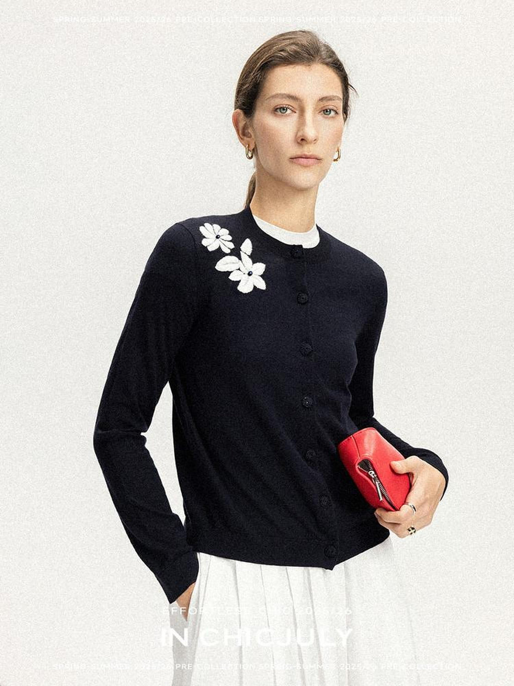 chicjuly Lily Of The Valley Pearl Embroidered Women's Superfine Wool Cardigans