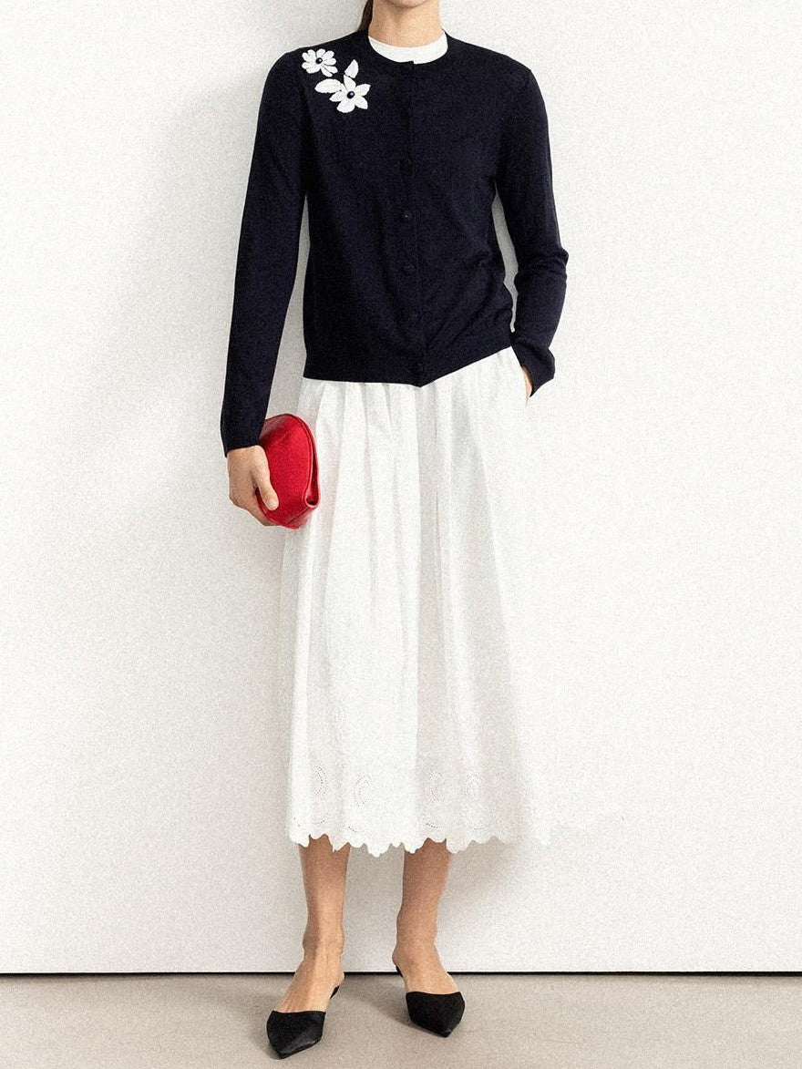 chicjuly Lily Of The Valley Pearl Embroidered Women's Superfine Wool Cardigans