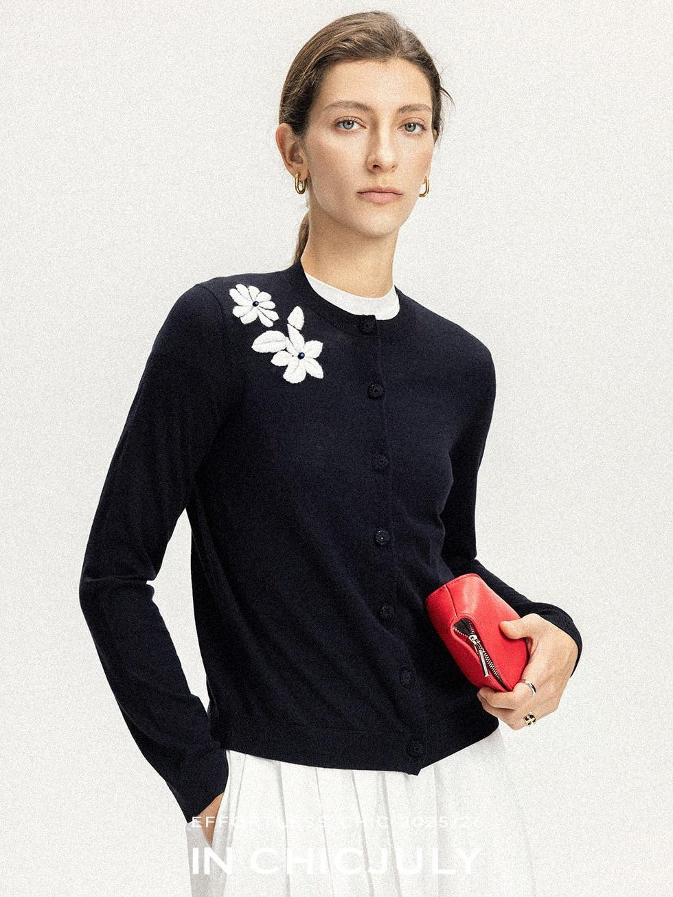 chicjuly Lily Of The Valley Pearl Embroidered Women's Superfine Wool Cardigans