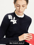 chicjuly Lily Of The Valley Pearl Embroidered Women's Superfine Wool Cardigans