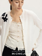 chicjuly Lily Of The Valley Pearl Embroidered Women's Superfine Wool Cardigans