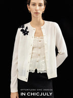 chicjuly Lily Of The Valley Pearl Embroidered Women's Superfine Wool Cardigans