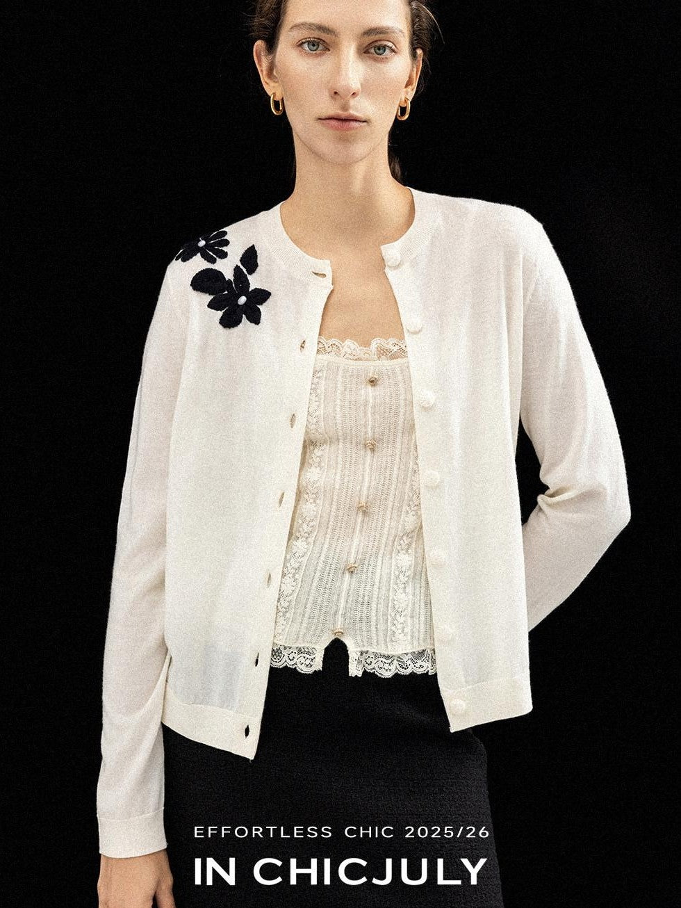 chicjuly Lily Of The Valley Pearl Embroidered Women's Superfine Wool Cardigans