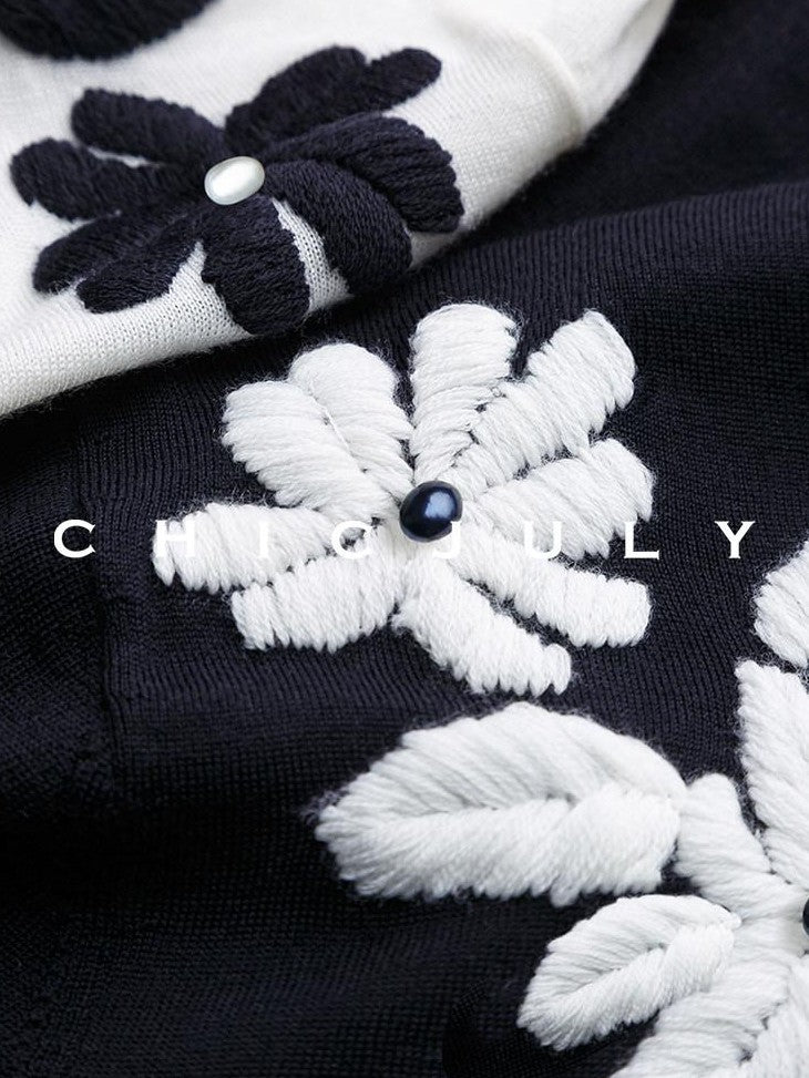 chicjuly Lily Of The Valley Pearl Embroidered Women's Superfine Wool Cardigans