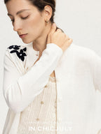 chicjuly Lily Of The Valley Pearl Embroidered Women's Superfine Wool Cardigans