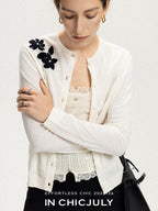 chicjuly Lily Of The Valley Pearl Embroidered Women's Superfine Wool Cardigans
