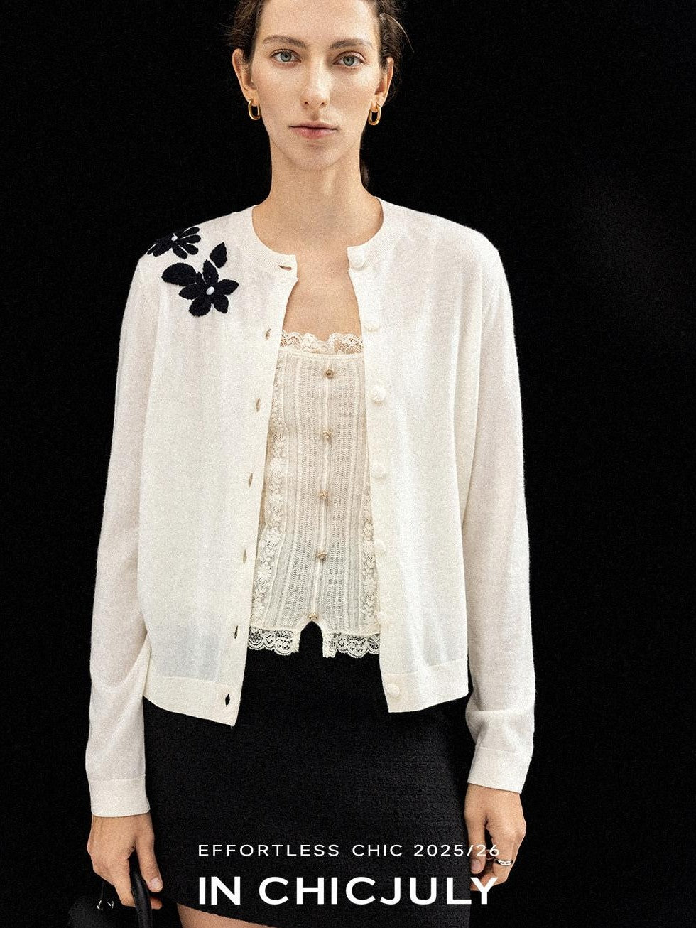 chicjuly Lily Of The Valley Pearl Embroidered Women's Superfine Wool Cardigans
