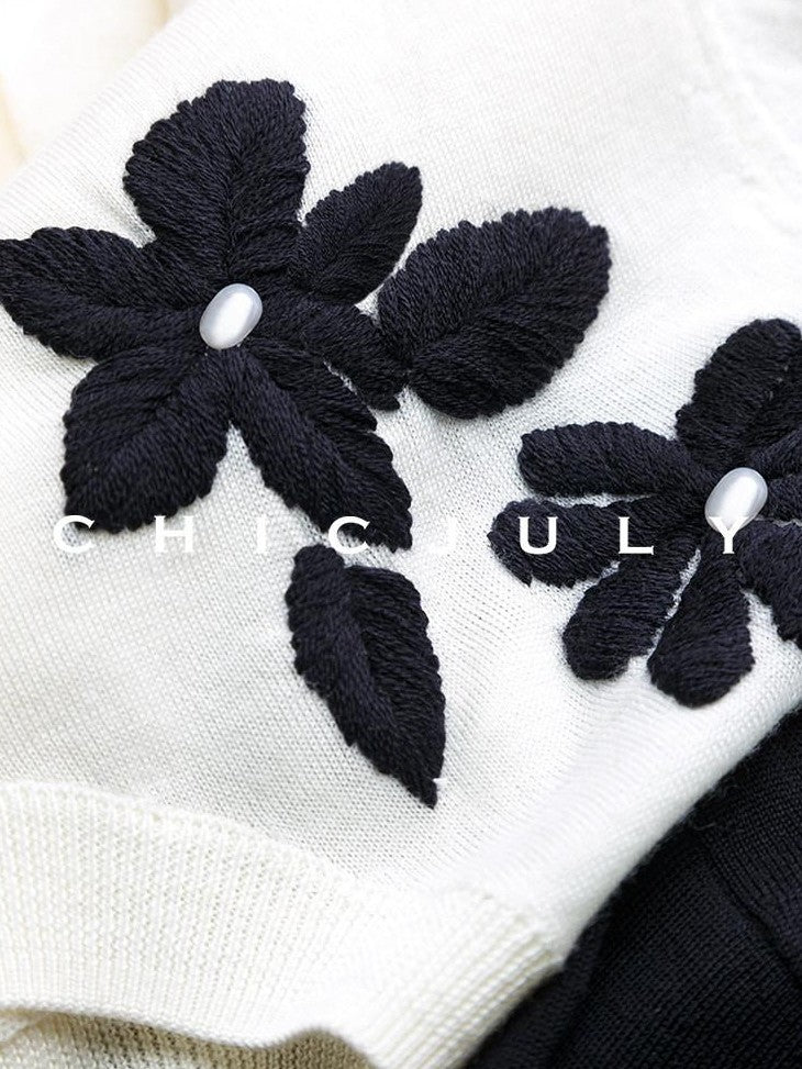 chicjuly Lily Of The Valley Pearl Embroidered Women's Superfine Wool Cardigans