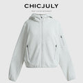 chicjuly Looped Texture Short Hooded Zipper Women's Wool Blend Hoodies 846636691632