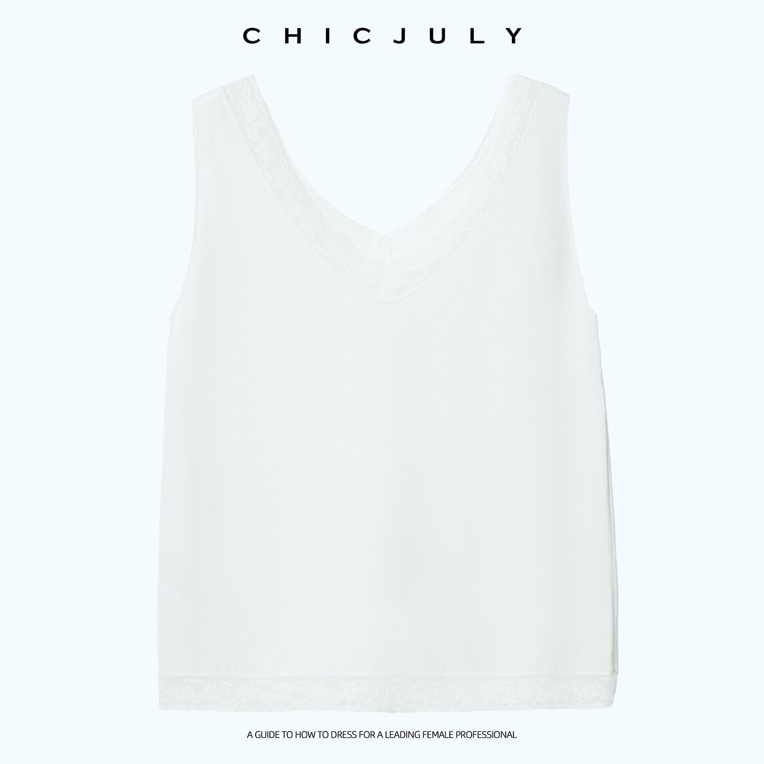 chicjuly Midnight Lace V-neck French Layering Women's Mulberry Silk Tank Tops 1037327486655