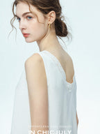 chicjuly Midnight Lace V-neck French Layering Women's Mulberry Silk Tank Tops